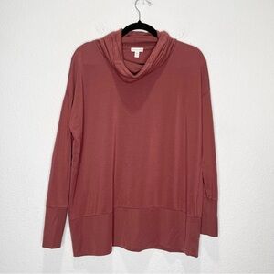 Garnet Hill Cowl-Neck French Terry Knit Tunic Sweater